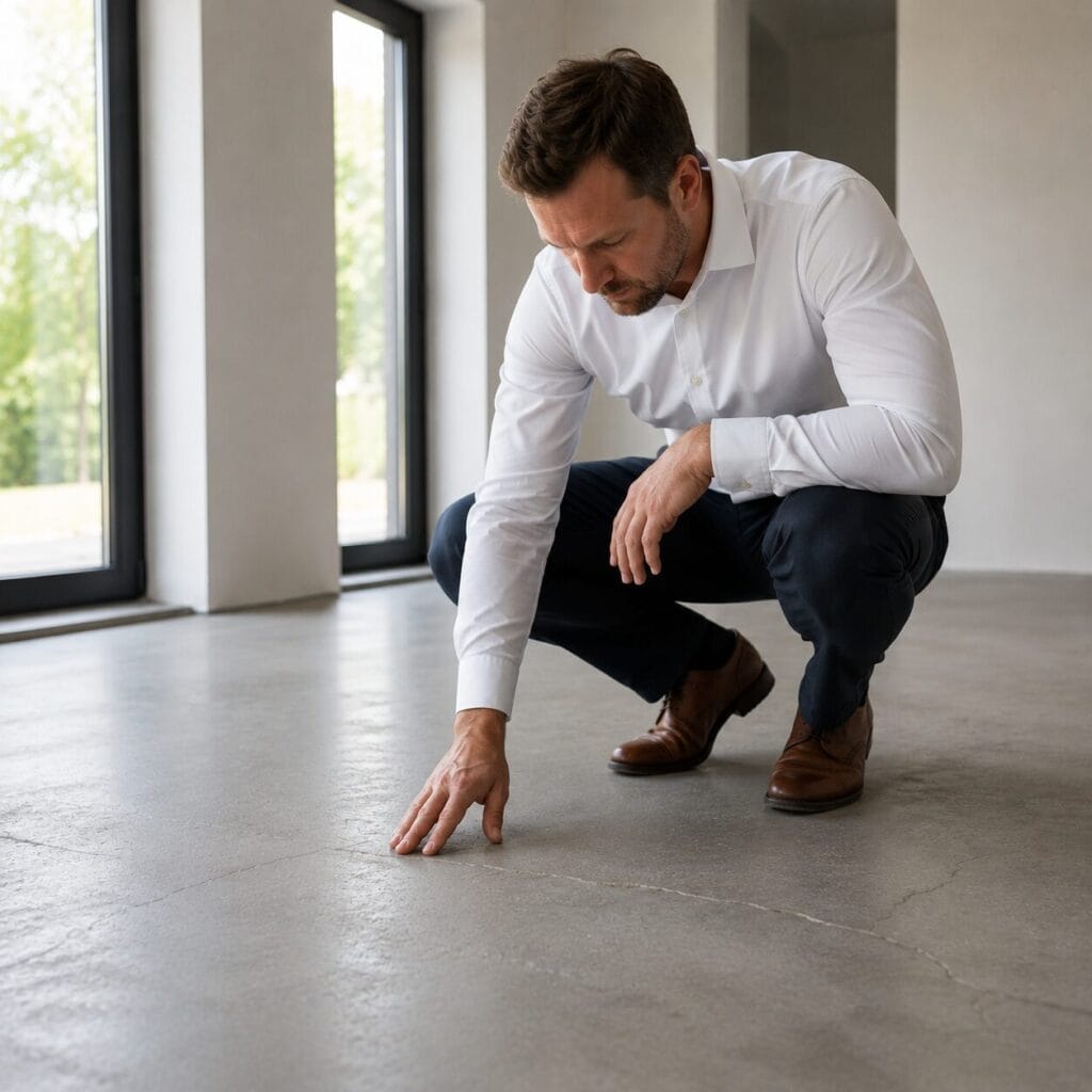 vloerinspectie door onafhankelijke vloerdeskundige en expert bij scheuren in betonvloer