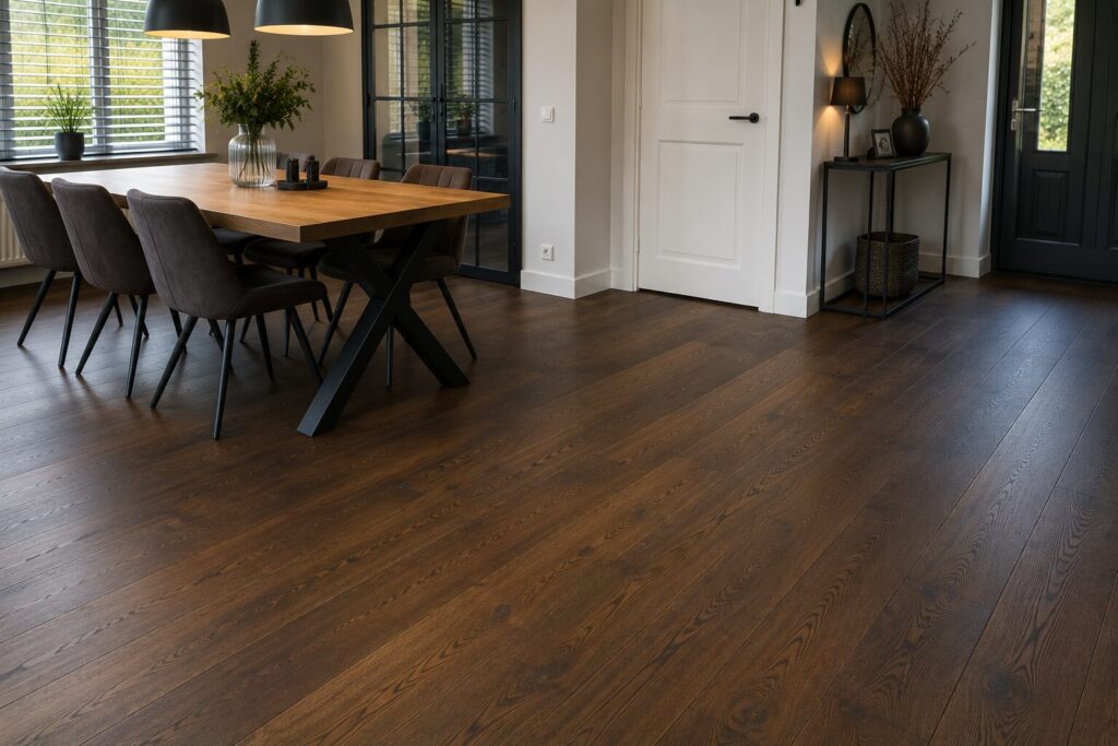 Onafhankelijke inspectie van moderne houten vloer