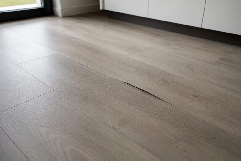 PVC vloer met spanningen en loslatende vloerafwerking